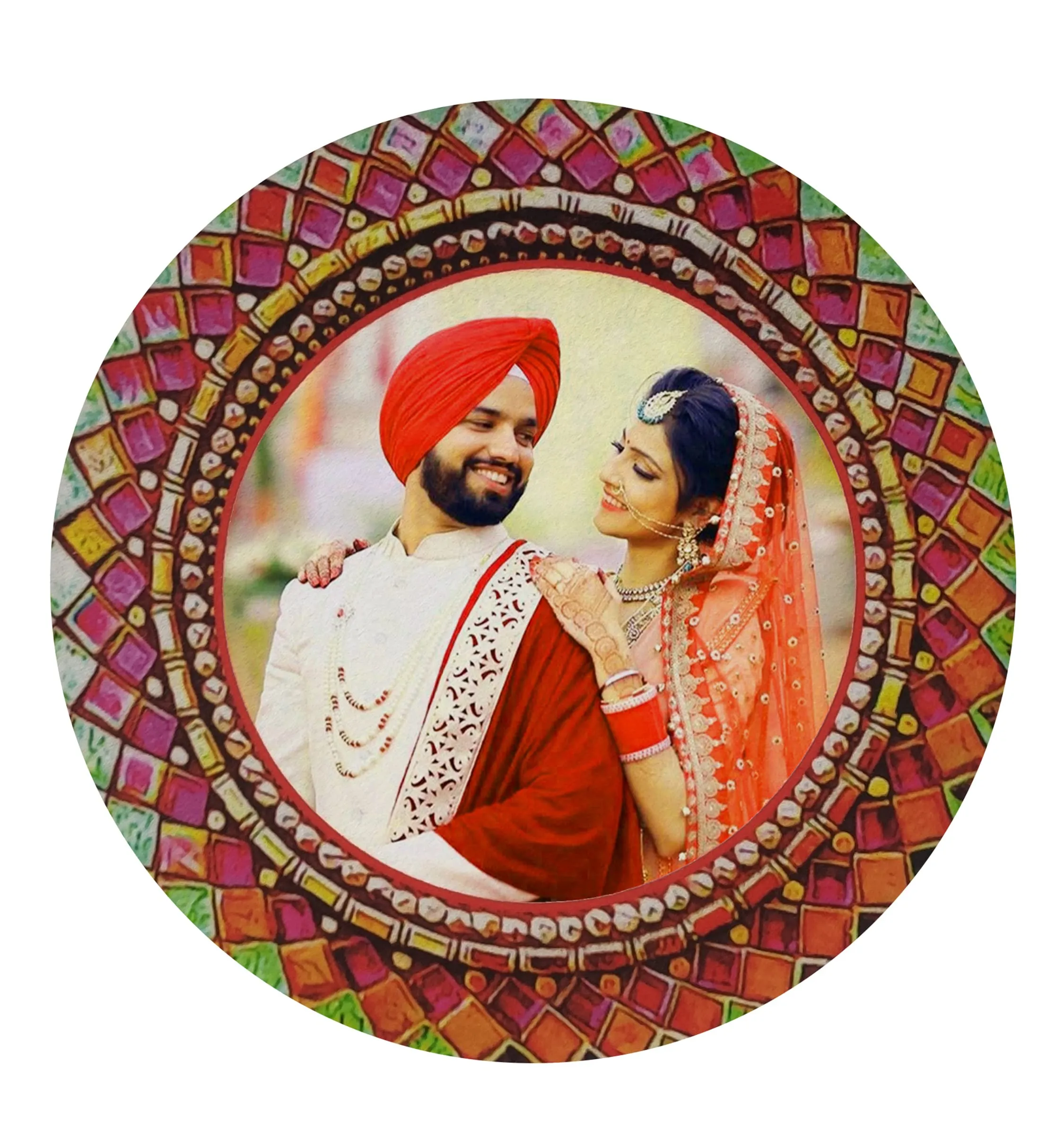 Mukesh Handicrafts Personalized/Customized Photo Karwachauth Pooja Thali Set - Gift for Wife Sister Mother & Friends