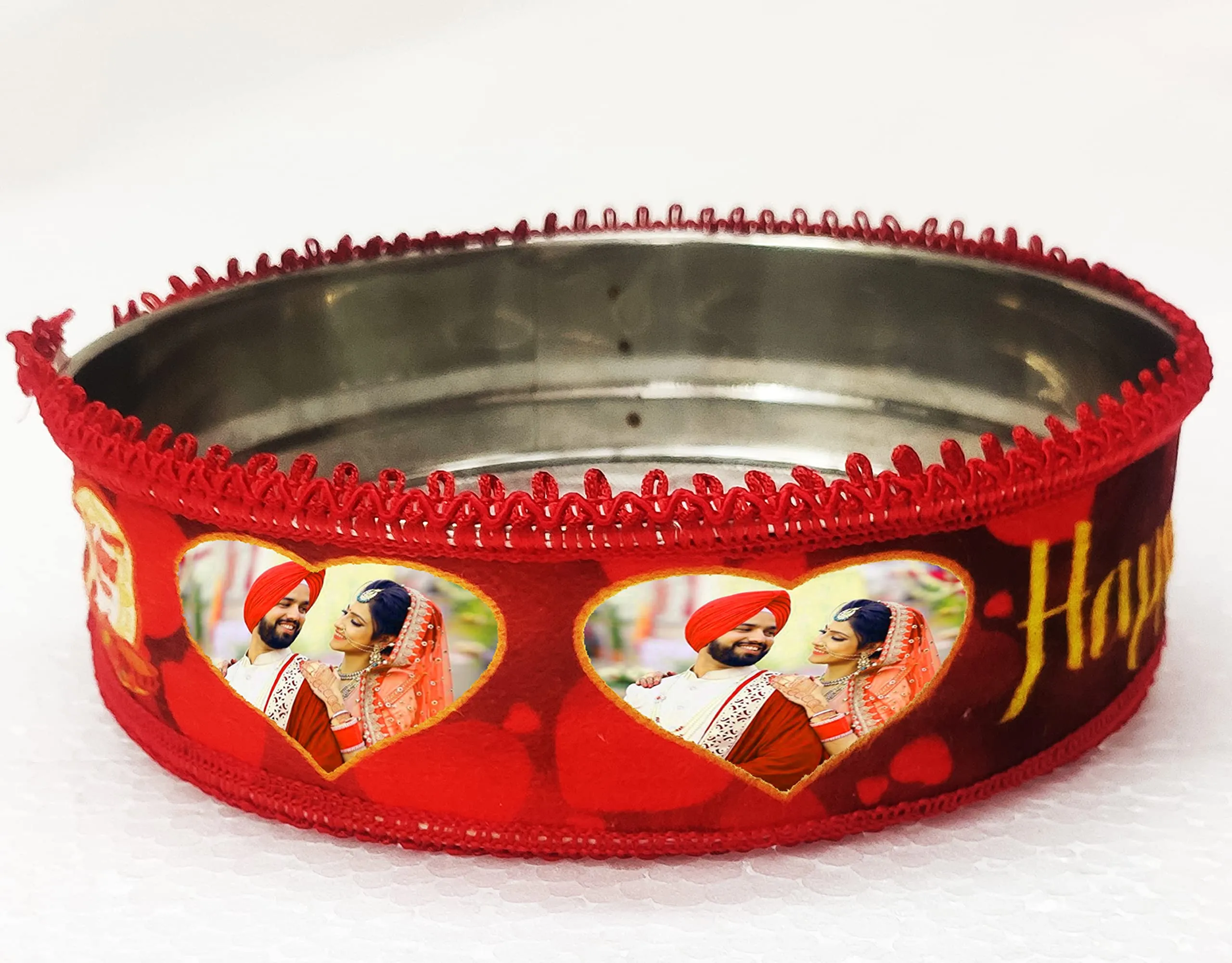 Mukesh Handicrafts Personalized/Customized Photo Karwachauth Pooja Thali Set - Gift for Wife Sister Mother & Friends