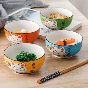 Multi-size Lucky Cat Ceramic Bowl