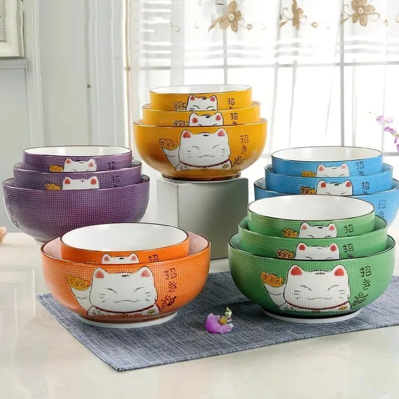 Multi-size Lucky Cat Ceramic Bowl