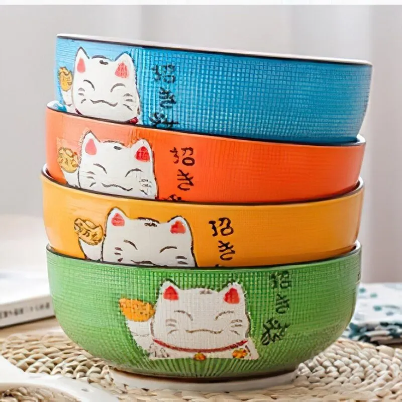 Multi-size Lucky Cat Ceramic Bowl