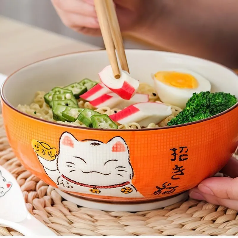 Multi-size Lucky Cat Ceramic Bowl