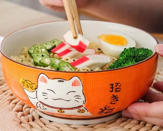 Multi-size Lucky Cat Ceramic Bowl