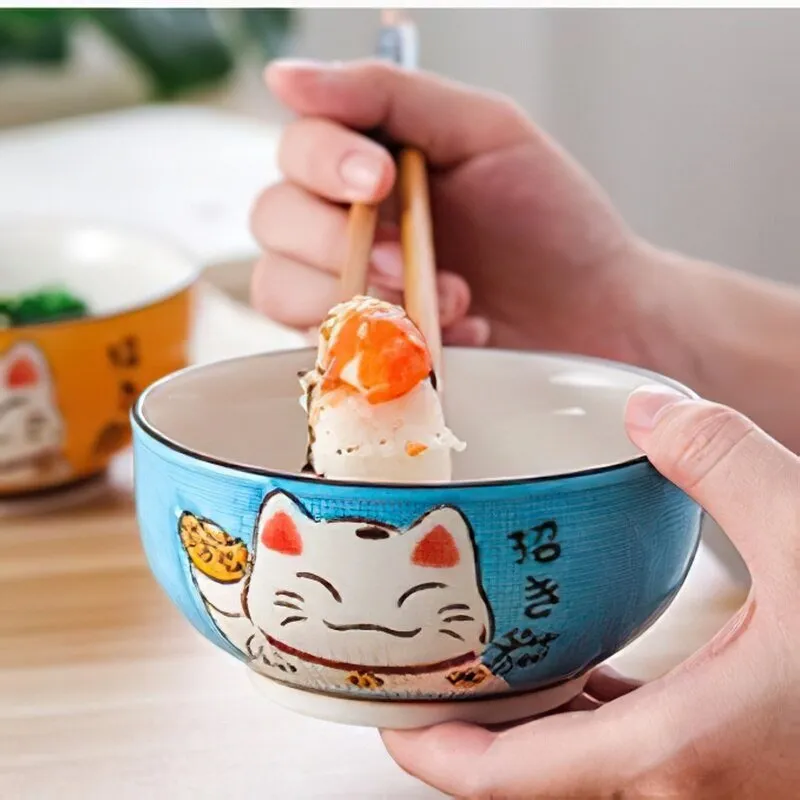 Multi-size Lucky Cat Ceramic Bowl