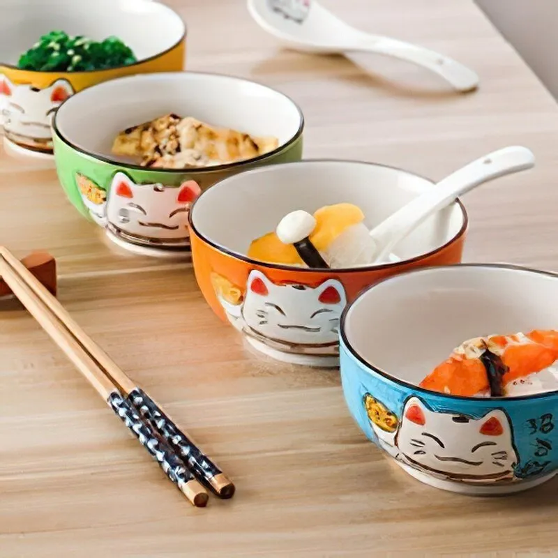 Multi-size Lucky Cat Ceramic Bowl