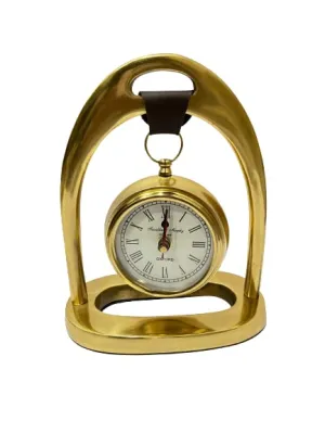 MZ Enterprises Handmade Brass Polish Table Top Clock Desk Clock Antique Style Roman Number Home Office Studio Living Room Decor Decoration Gift Item