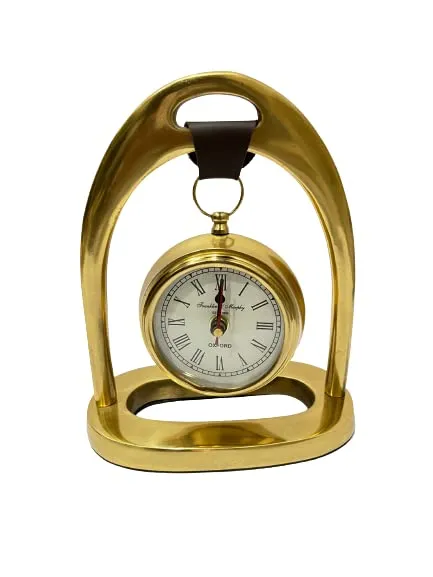 MZ Enterprises Handmade Brass Polish Table Top Clock Desk Clock Antique Style Roman Number Home Office Studio Living Room Decor Decoration Gift Item