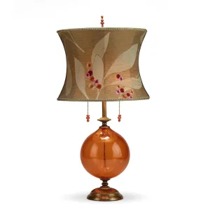 Natalia Table Lamp 93OI94 by Kinzig Design, Orange Blown Glass, Silk Shade
