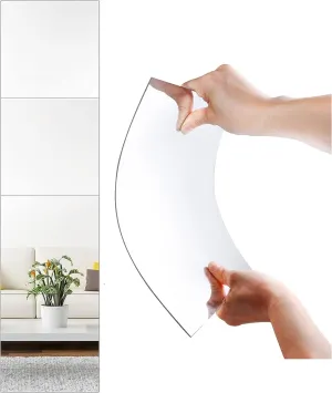 Navaliya Full Length Acrylic Wall Mirror, Glassless Mirror For Kids, Unbreakable Frameless Stickers Home Gym Mirror, Bedroom, Living Room, Door (12"X12", 1.5 Mm, 4Pcs) - Square, Silver