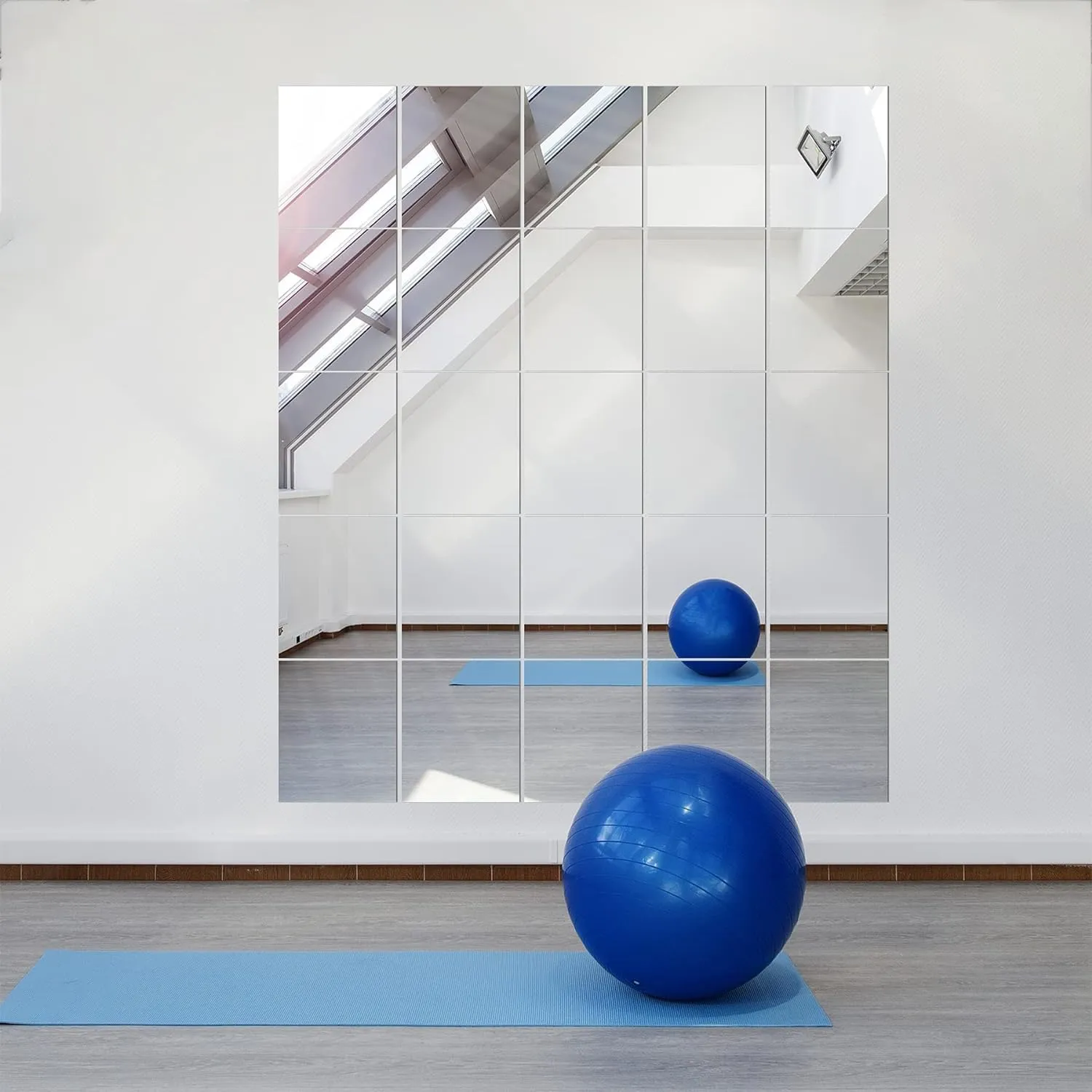 Navaliya Full Length Acrylic Wall Mirror, Glassless Mirror For Kids, Unbreakable Frameless Stickers Home Gym Mirror, Bedroom, Living Room, Door (12"X12", 1.5 Mm, 4Pcs) - Square, Silver