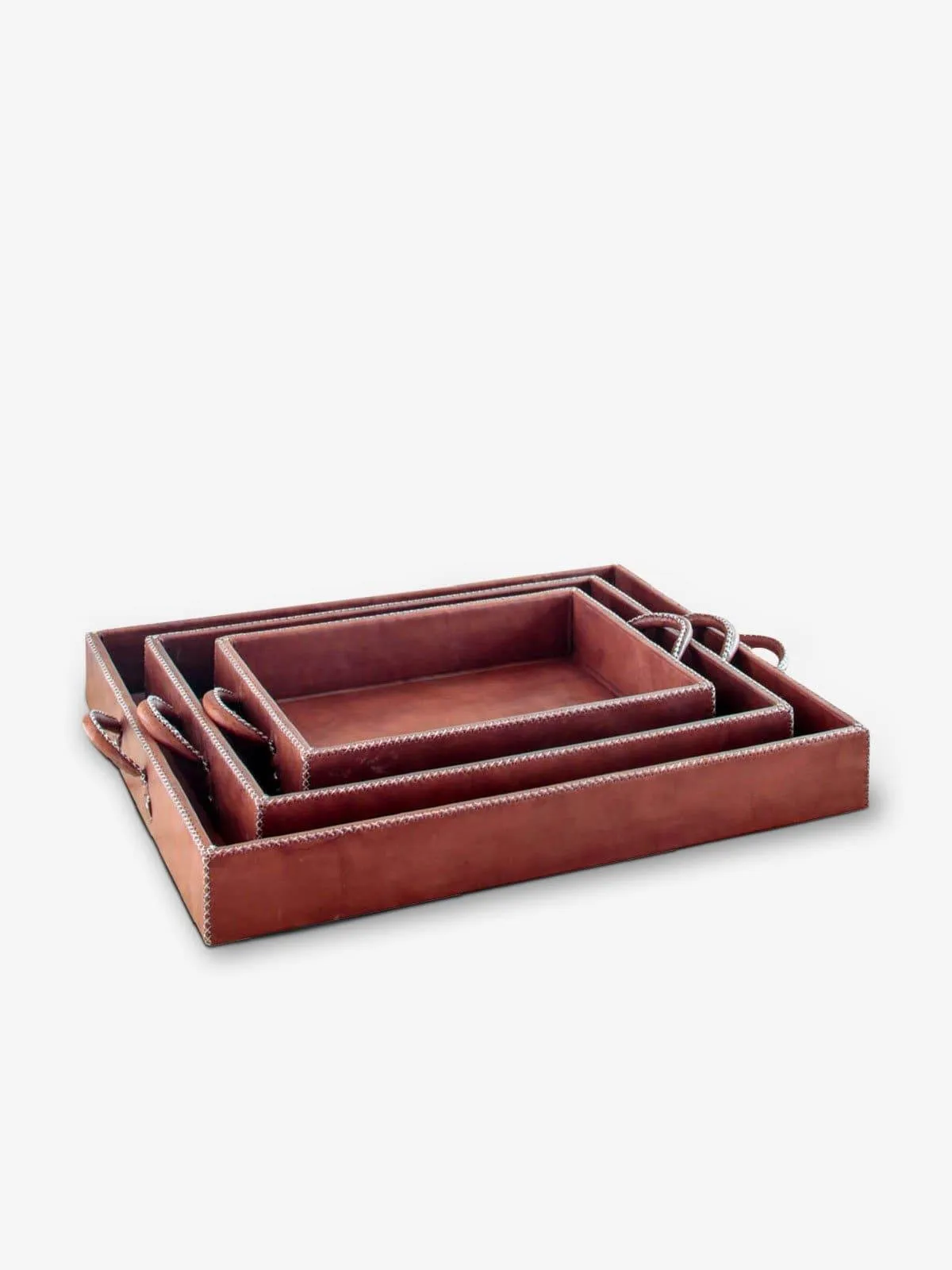 Nest of Three Leather Trays by Sol y Luna