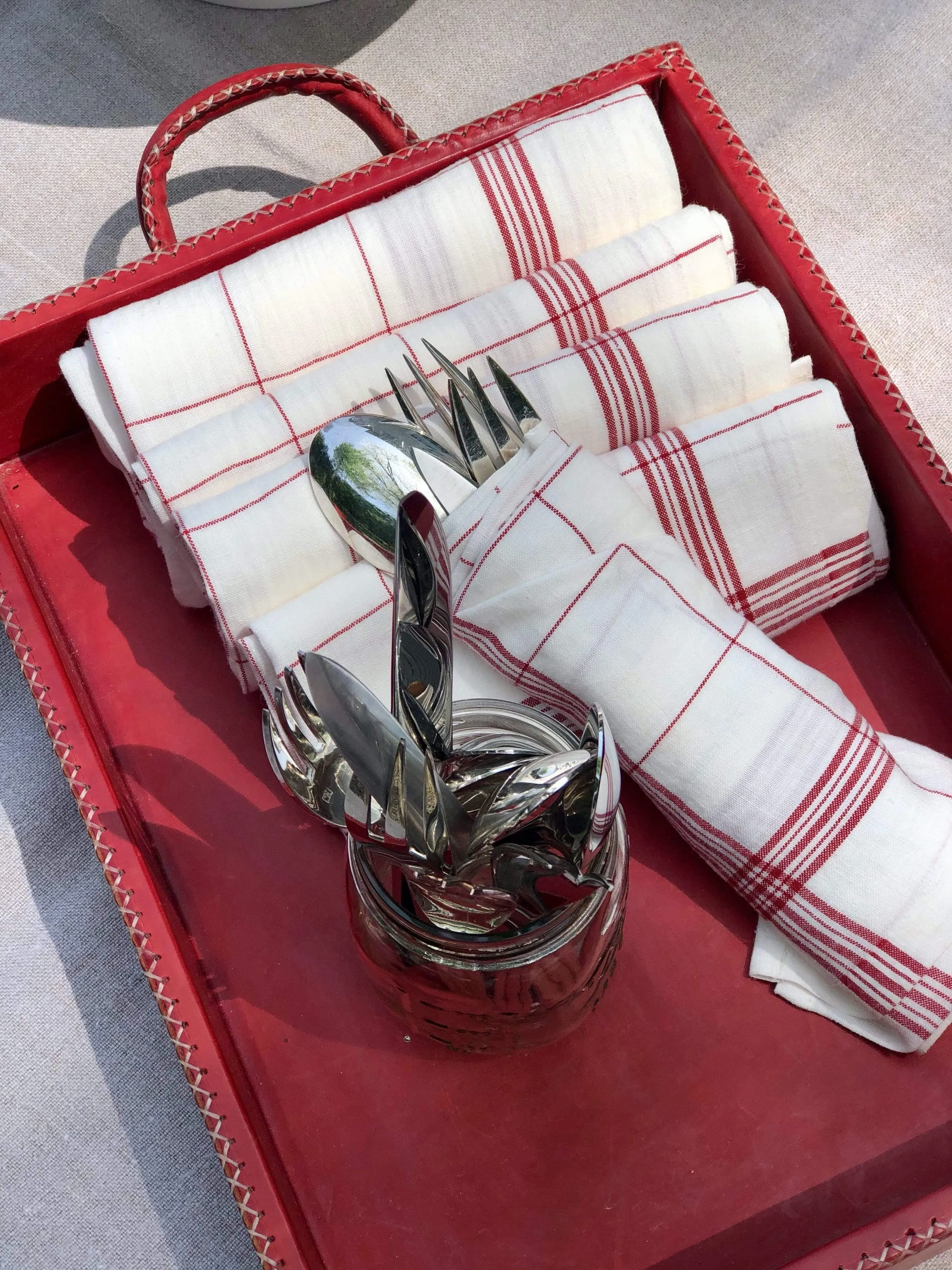 Nest of Three Leather Trays by Sol y Luna