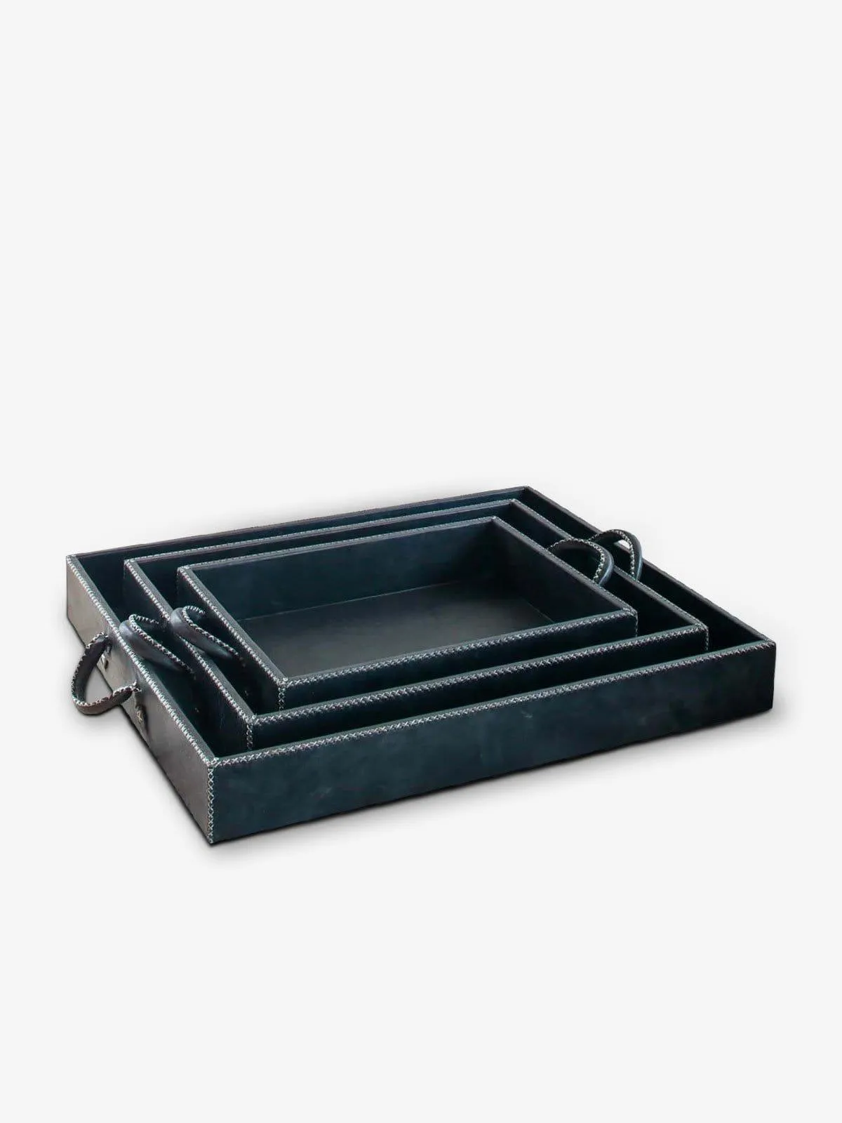 Nest of Three Leather Trays by Sol y Luna
