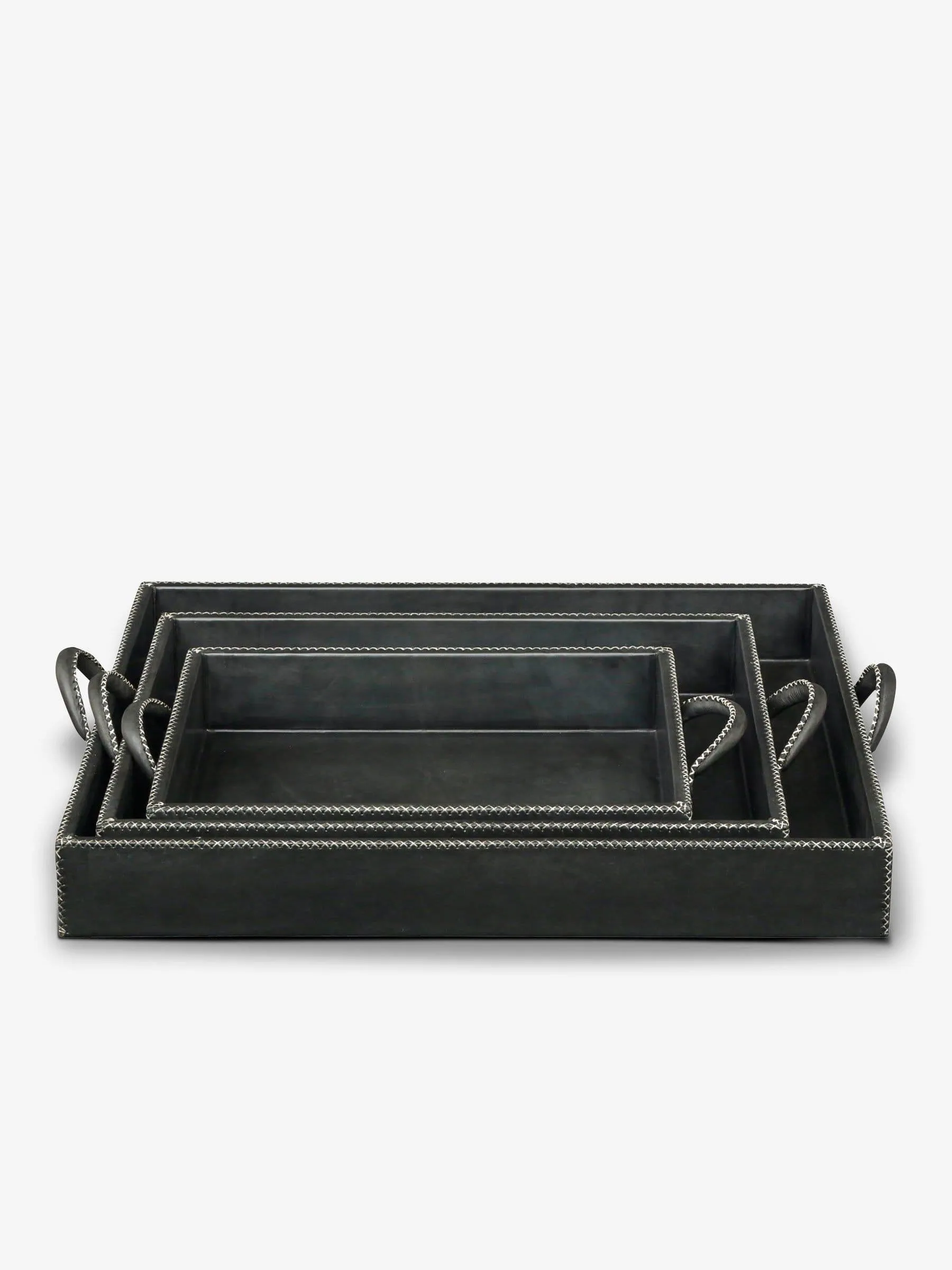 Nest of Three Leather Trays by Sol y Luna