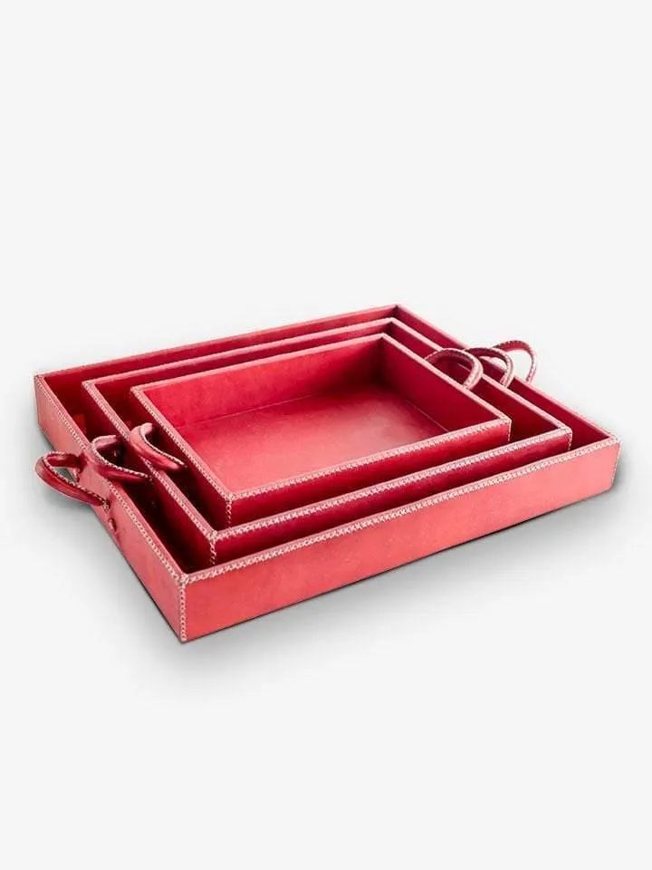 Nest of Three Leather Trays by Sol y Luna