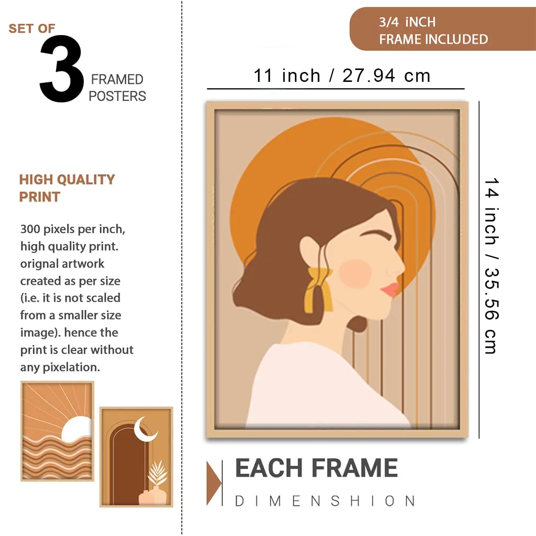 NoWorries Modern art Paintings Set of 3 Framed Paintings for Wall Decoration, Bedroom - Framed Wall Posters/Paintings for Living Room with Frame - Wall Paintings/Wall Hanging (11x14inches)