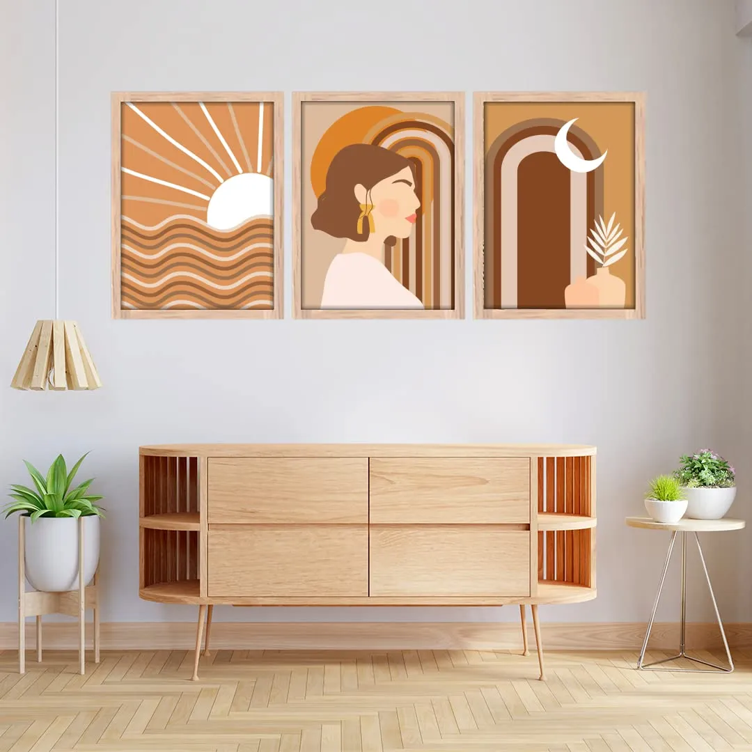 NoWorries Modern art Paintings Set of 3 Framed Paintings for Wall Decoration, Bedroom - Framed Wall Posters/Paintings for Living Room with Frame - Wall Paintings/Wall Hanging (11x14inches)