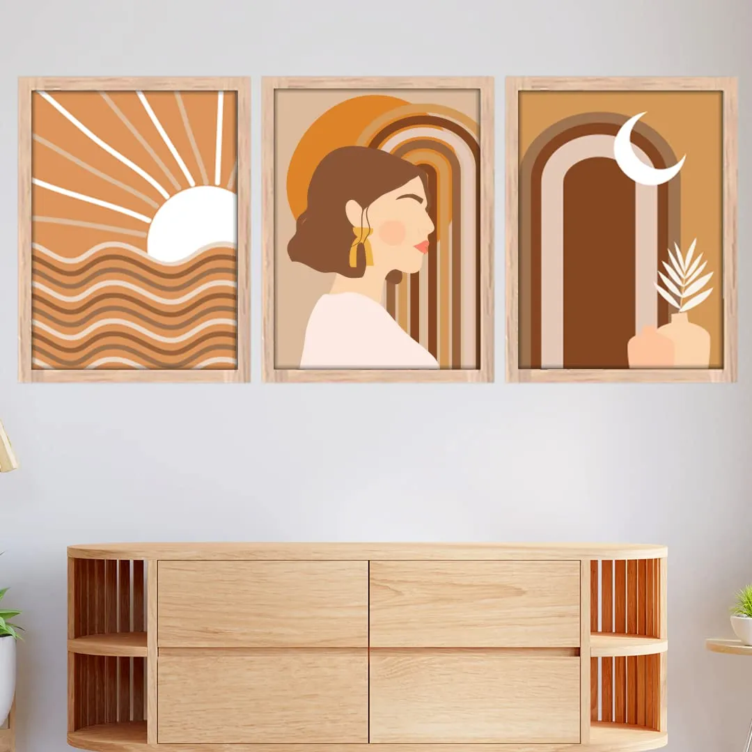NoWorries Modern art Paintings Set of 3 Framed Paintings for Wall Decoration, Bedroom - Framed Wall Posters/Paintings for Living Room with Frame - Wall Paintings/Wall Hanging (11x14inches)