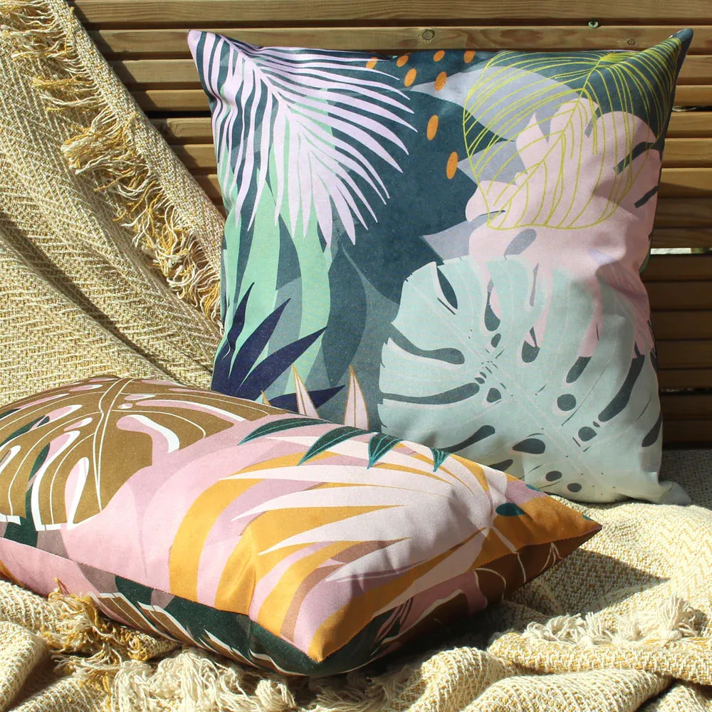 Outdoor Rectangular Cushion Cover 35 x 50cm - Tropical Leaf Print