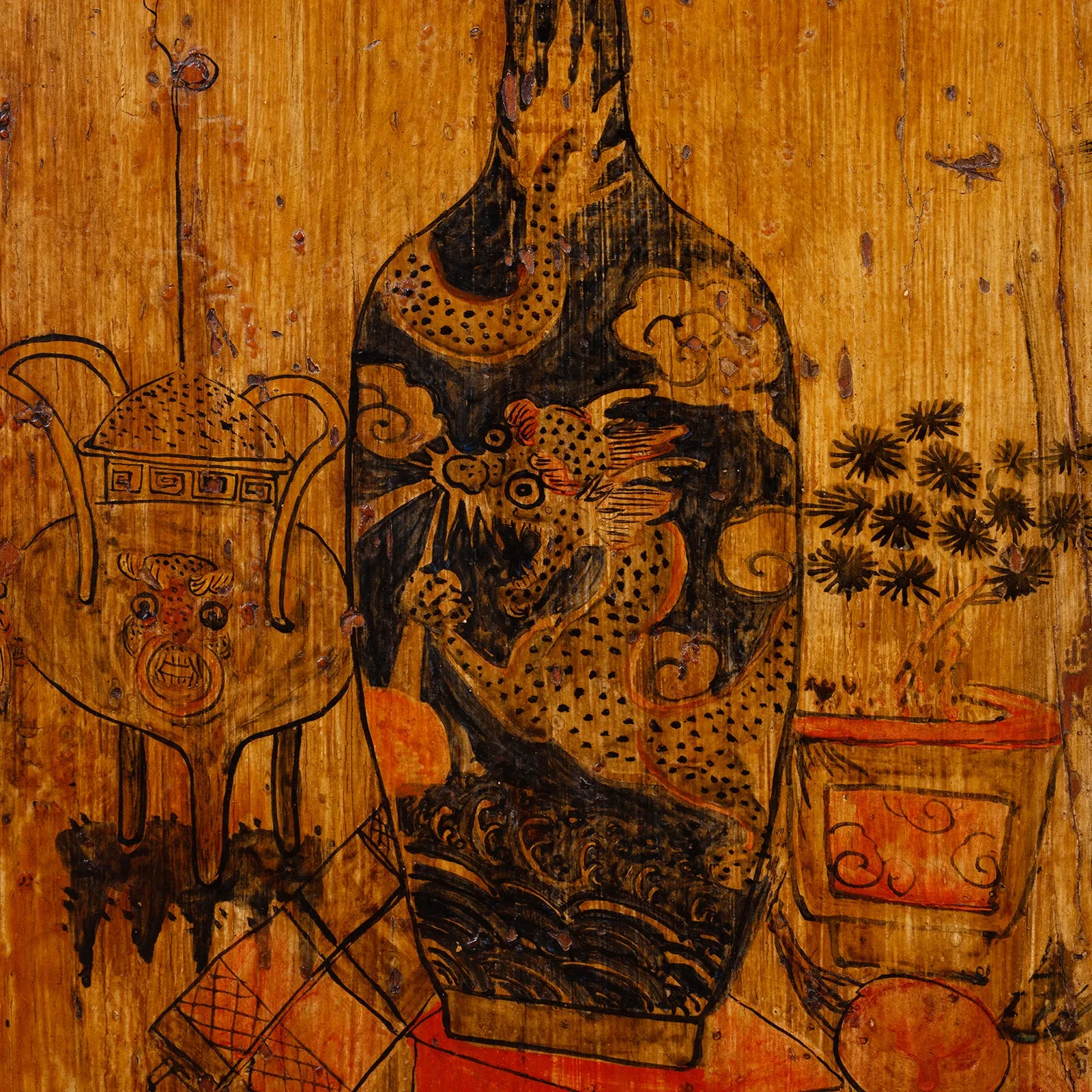 Painted Mongolian Storage Cabinet - Late 19th Century