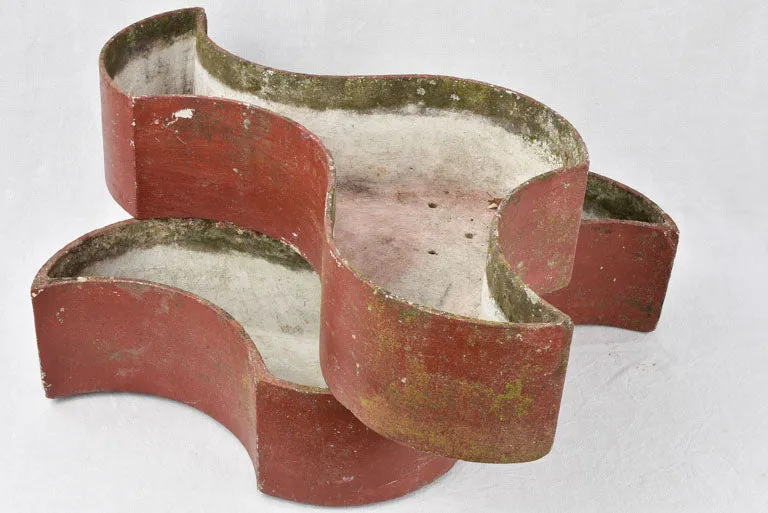 Pair free form planters w/ red patina 35"