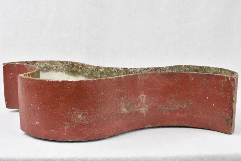 Pair free form planters w/ red patina 35"