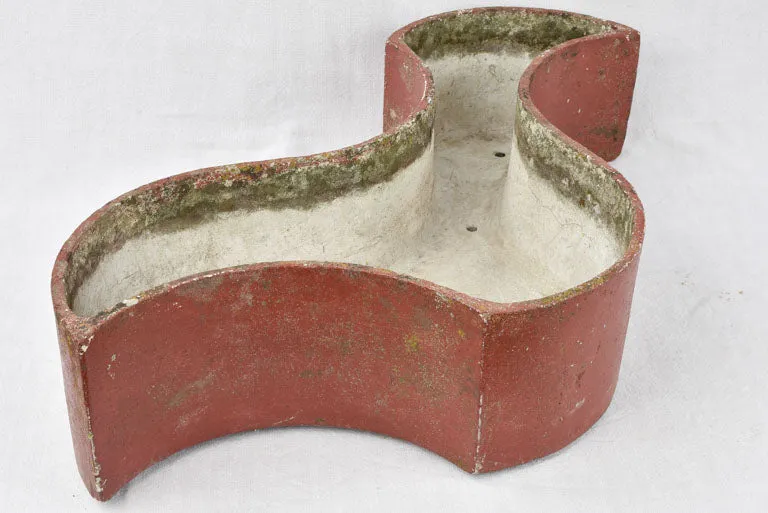 Pair free form planters w/ red patina 35"