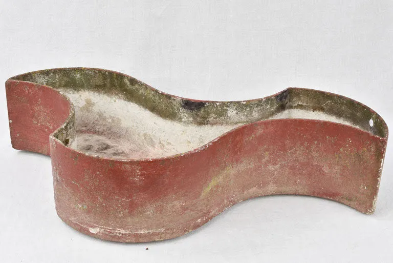 Pair free form planters w/ red patina 35"