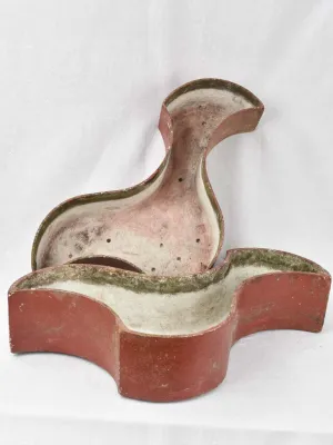 Pair free form planters w/ red patina 35"