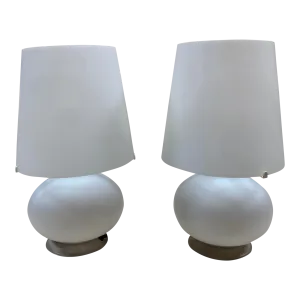 Pair of 2 Max Ingrand Glass Table Lamp for Fontana Arte, Italy, 1960s