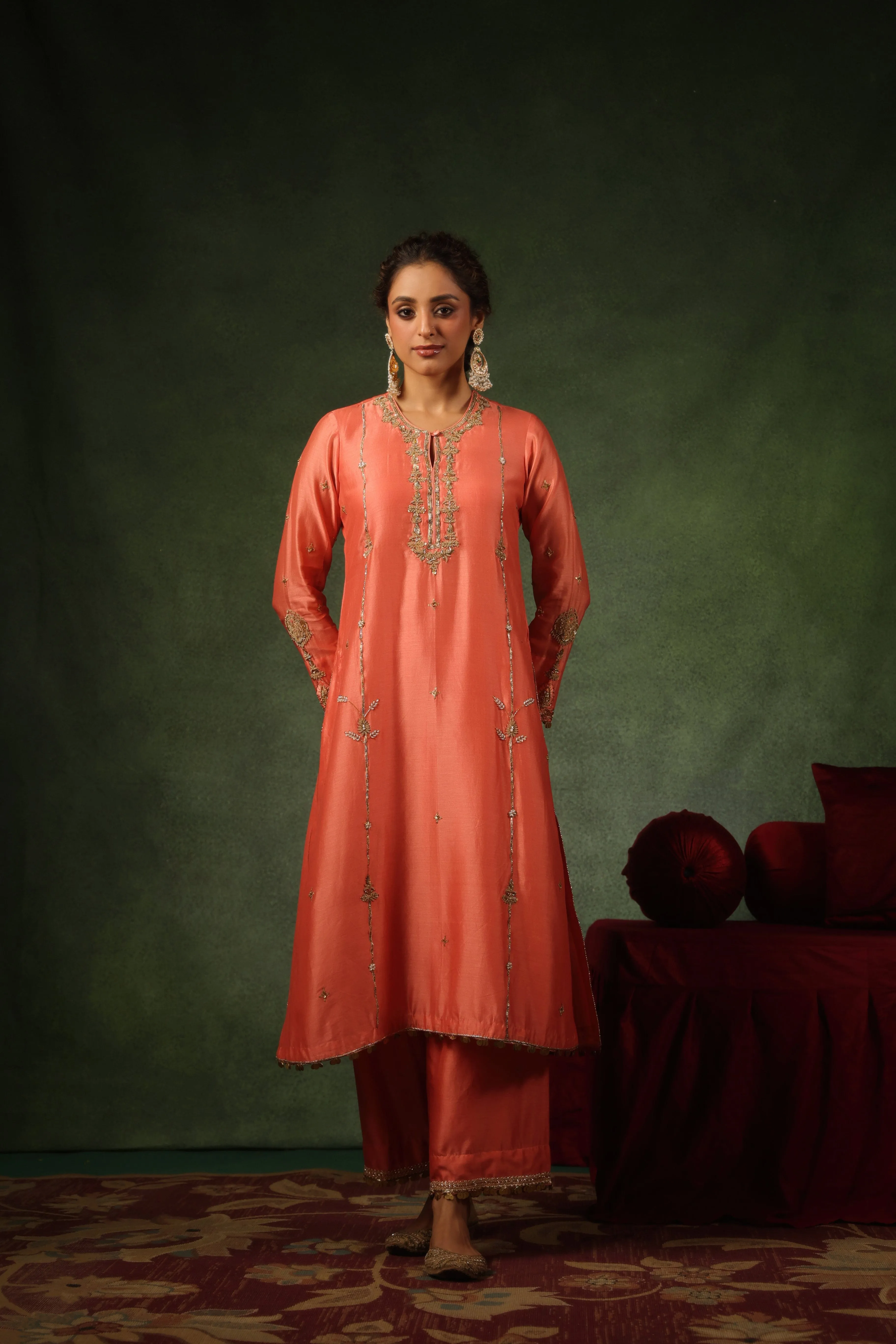 Pakeezah Zardosi Patti Buta Joda Narangi