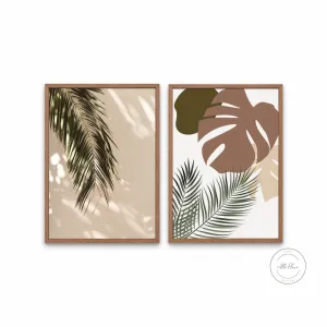 Palm Tree Posters Set Of 2 PRINTABLE ART, Palm Tree Photo, Desert Poster, Palm Leaf Print, Banana Leaf, Boho Wall Decor