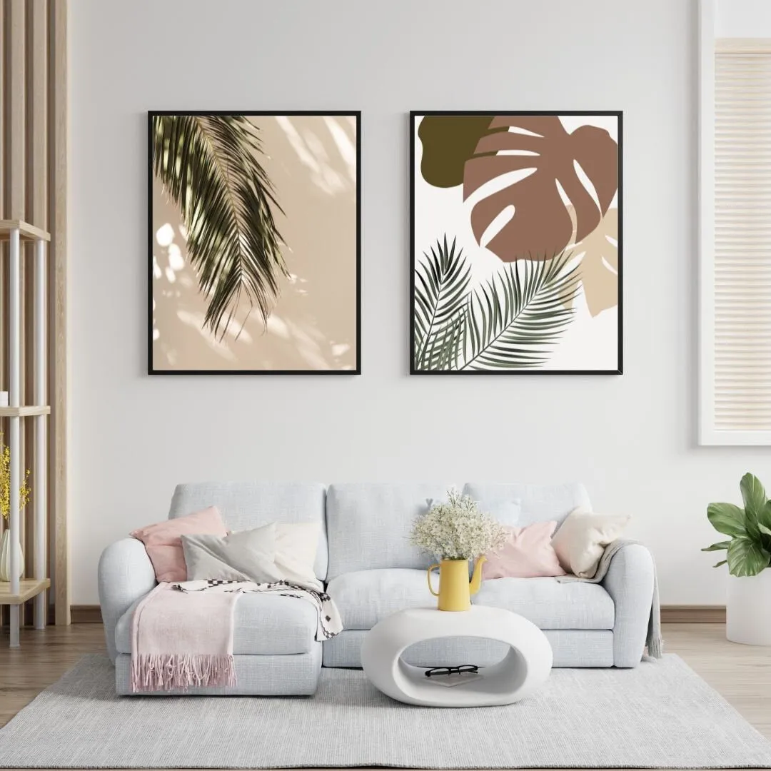 Palm Tree Posters Set Of 2 PRINTABLE ART, Palm Tree Photo, Desert Poster, Palm Leaf Print, Banana Leaf, Boho Wall Decor