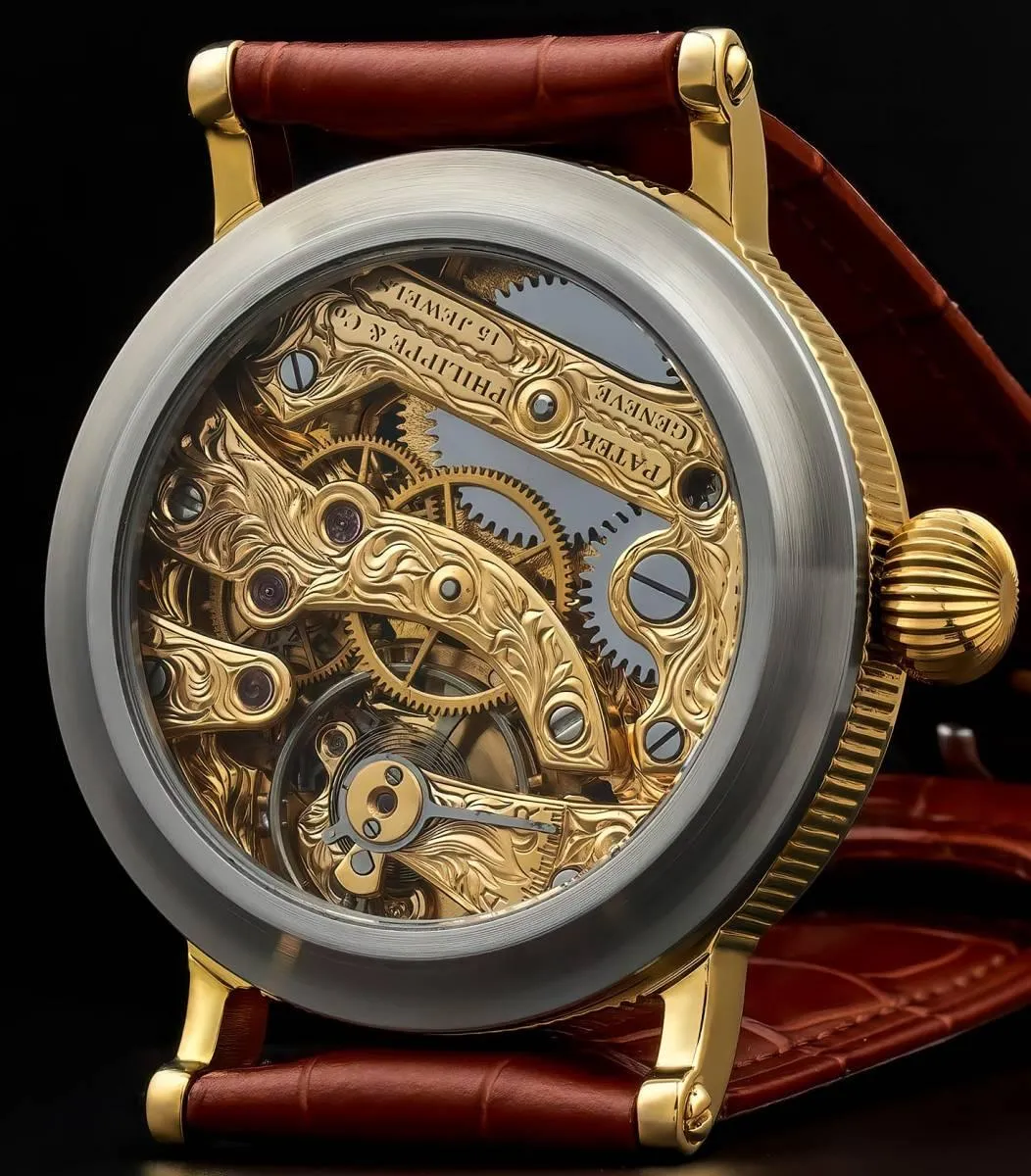 Patek Philippe watch Engraving Skeleton 1900 Men's Hand-Wound Watch Antique