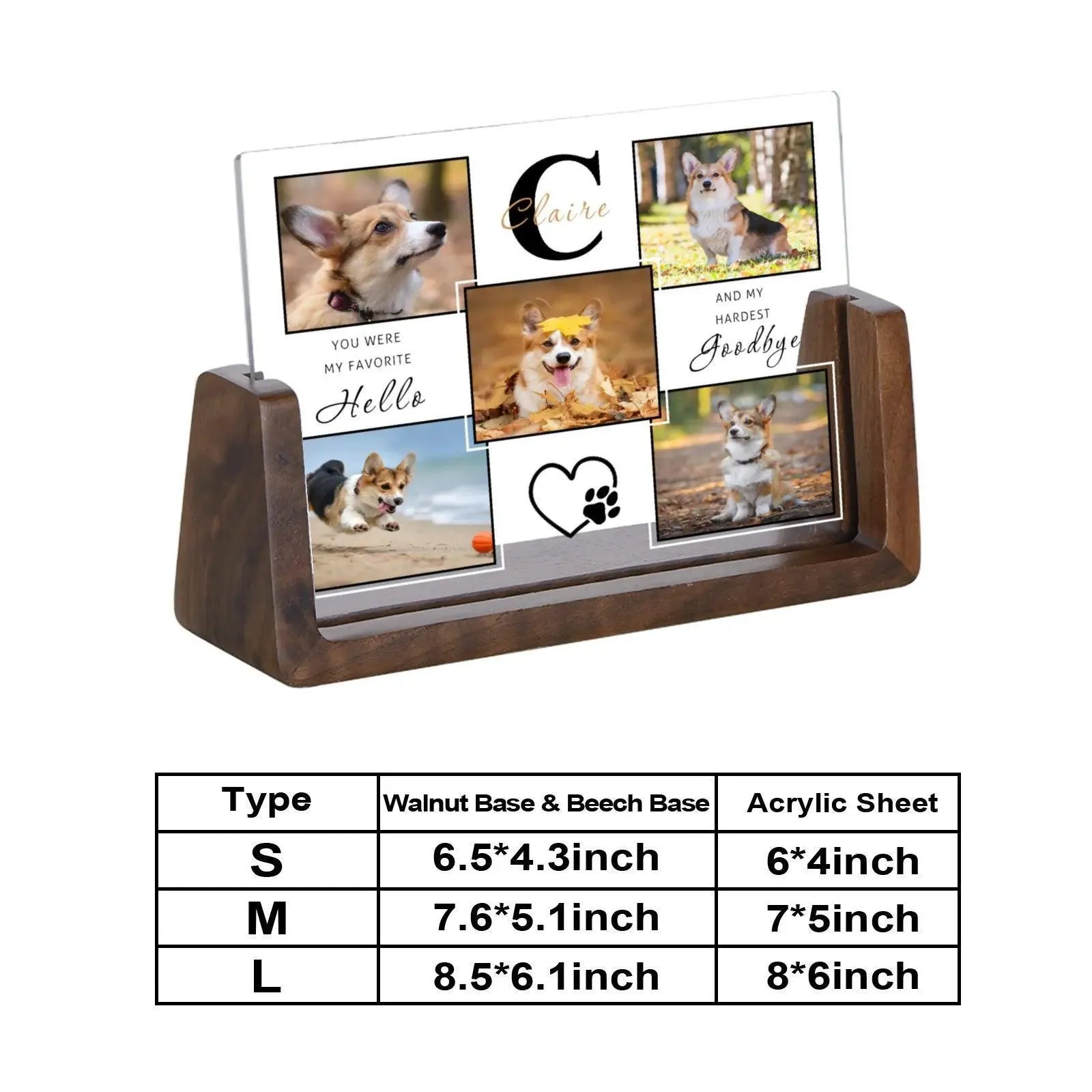 Personalized 5 Pet Photo Collage Frame
