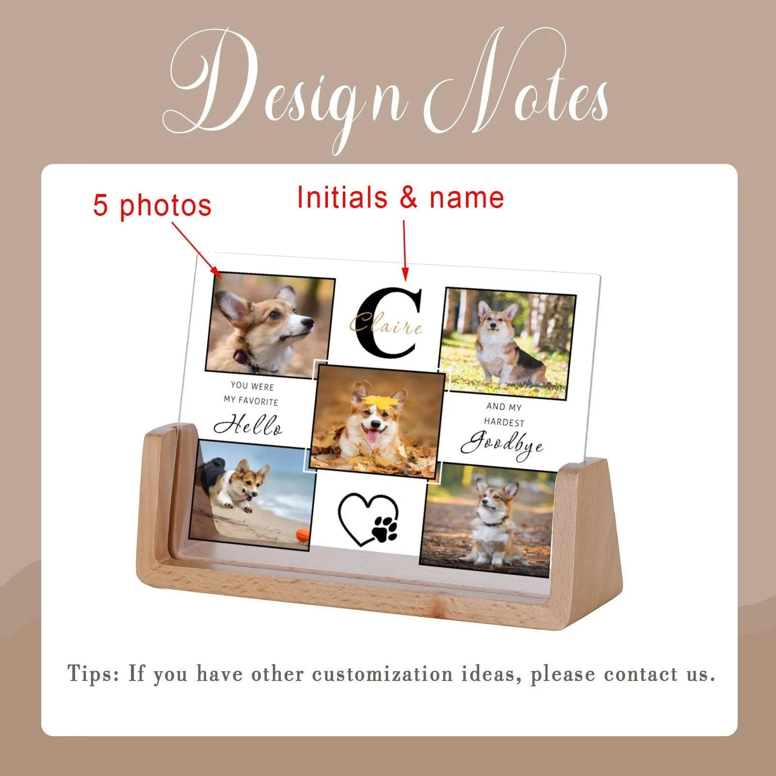 Personalized 5 Pet Photo Collage Frame