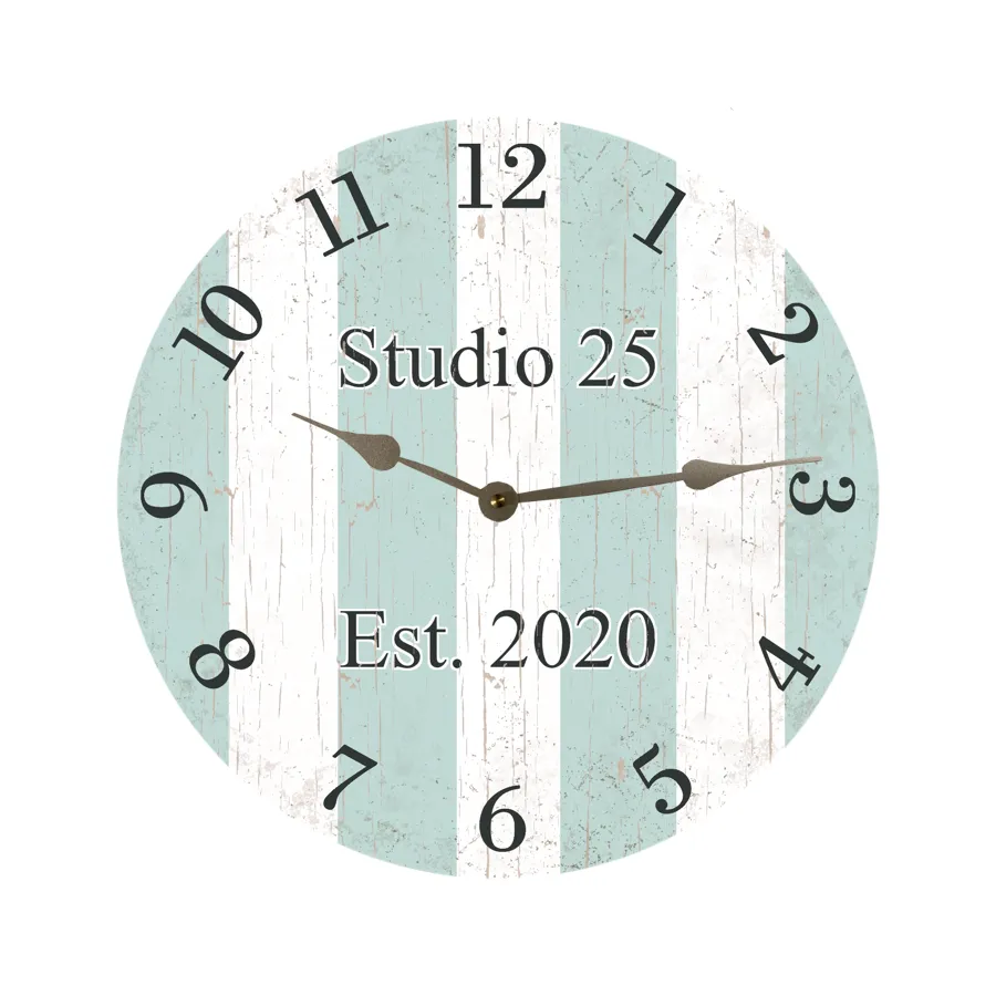Personalized Striped Aqua Clock