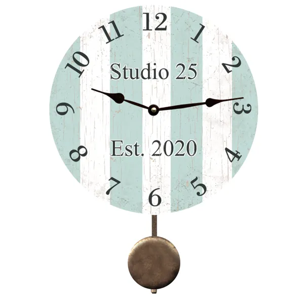 Personalized Striped Aqua Clock