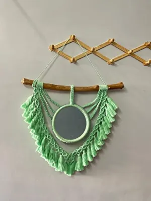 Pintoresco Wall Hanging Macrame Handmade Mirror (Peach)