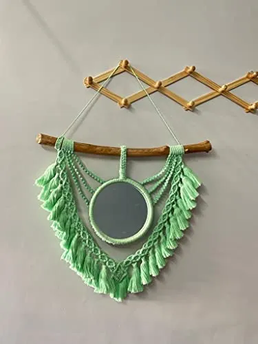 Pintoresco Wall Hanging Macrame Handmade Mirror (Peach)