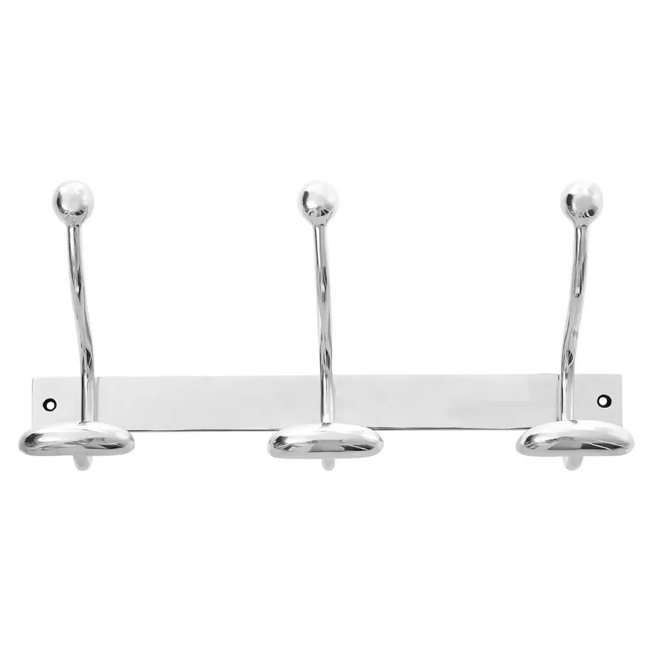 Polished Aluminium 3 Double Wall Hook - 45cm
