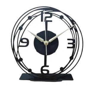 PRAMUKH FASHION Modern Metal Desktop Clock, Tabletop Clock, Office Desk Clock, Home Office Decor,New Job Gift,Classic Clock Gift,Silent Clock,Business Clock (8 inch)