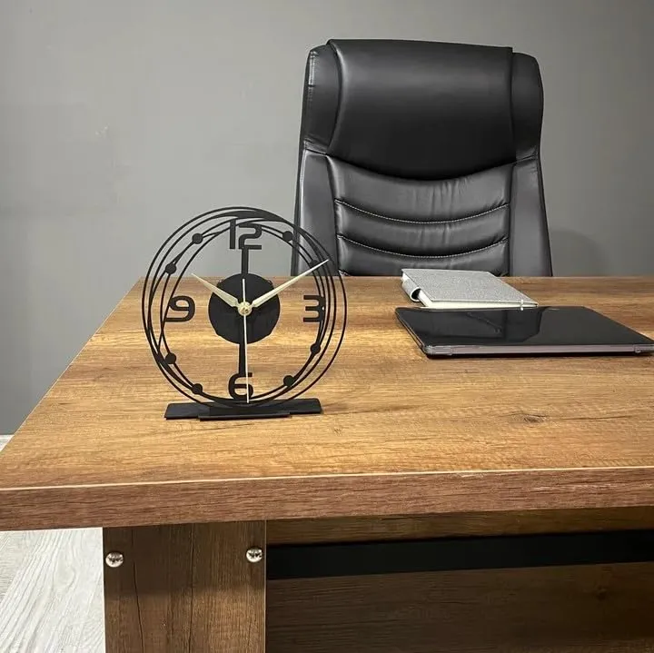 PRAMUKH FASHION Modern Metal Desktop Clock, Tabletop Clock, Office Desk Clock, Home Office Decor,New Job Gift,Classic Clock Gift,Silent Clock,Business Clock (8 inch)
