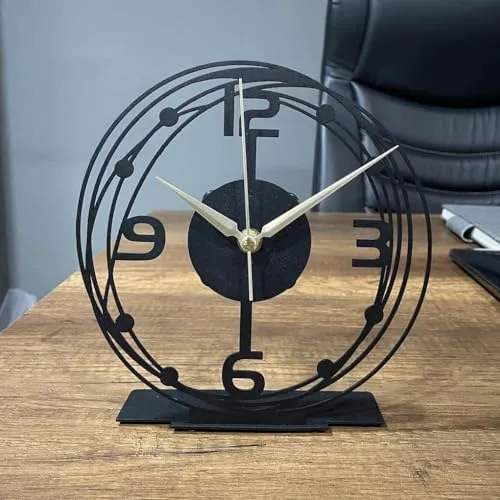 PRAMUKH FASHION Modern Metal Desktop Clock, Tabletop Clock, Office Desk Clock, Home Office Decor,New Job Gift,Classic Clock Gift,Silent Clock,Business Clock (8 inch)