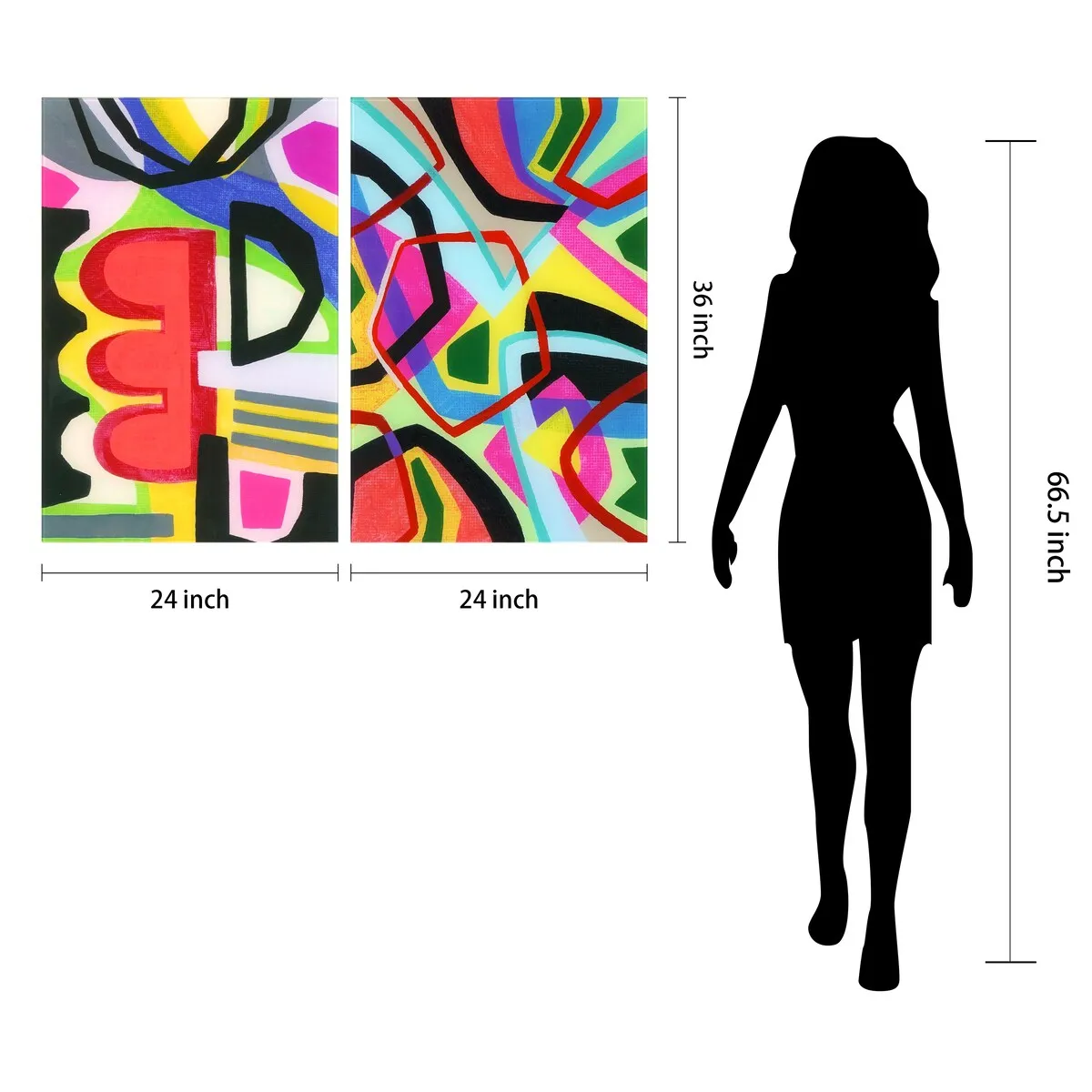 "Bold Shape Shift I & II" Frameless Free-Floating Reverse Printed Tempered Art Glass