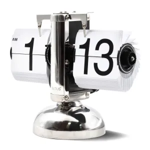RA & Y Lighting Store gransumr [Retro Style] Classic Metal Mechanical-Digital Display Battery Powered Flip Desk Shelf Clock- 8 x 6.5 x 3 Inches (White)