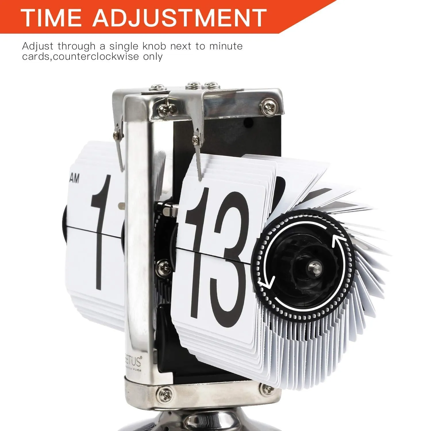 RA & Y Lighting Store gransumr [Retro Style] Classic Metal Mechanical-Digital Display Battery Powered Flip Desk Shelf Clock- 8 x 6.5 x 3 Inches (White)