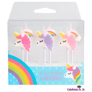 Rainbow Unicorn Birthday Candles