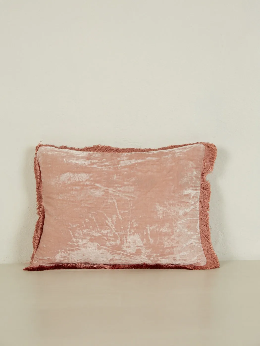Rectangular Cushion 30x40 - Old Rose with Peach Rose Fringe
