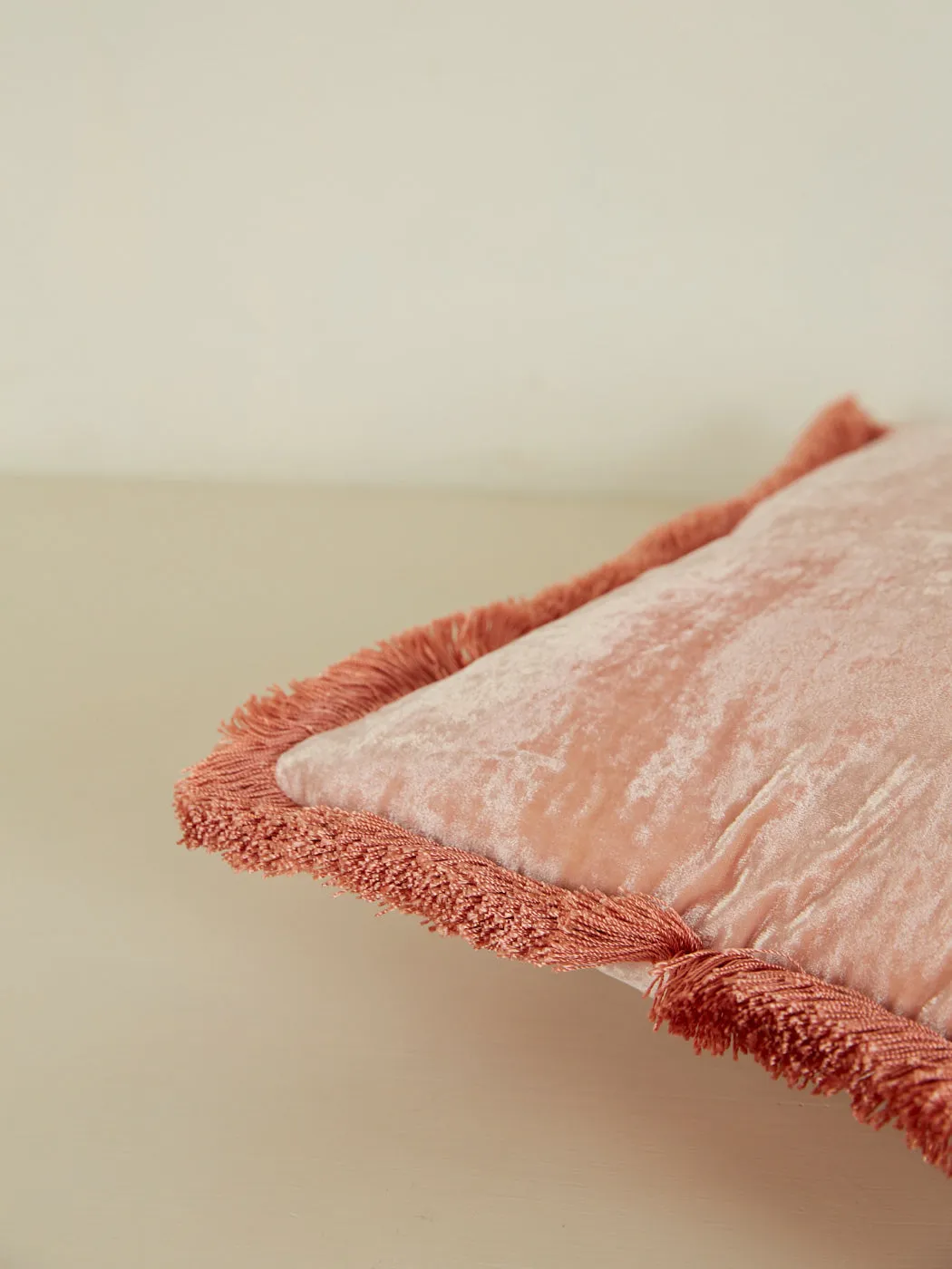 Rectangular Cushion 30x40 - Old Rose with Peach Rose Fringe
